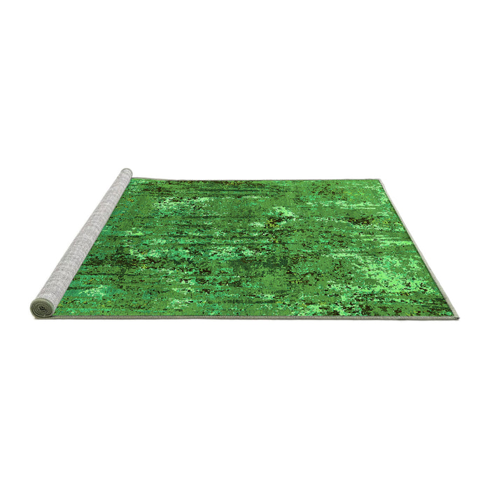 Sideview of Machine Washable Oriental Green Industrial Area Rugs, wshurb2521grn