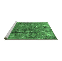 Sideview of Machine Washable Oriental Emerald Green Industrial Area Rugs, wshurb2521emgrn