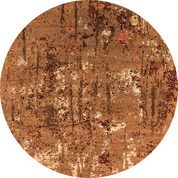 Round Oriental Orange Industrial Rug, urb2521org