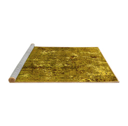 Sideview of Machine Washable Oriental Yellow Industrial Rug, wshurb2521yw