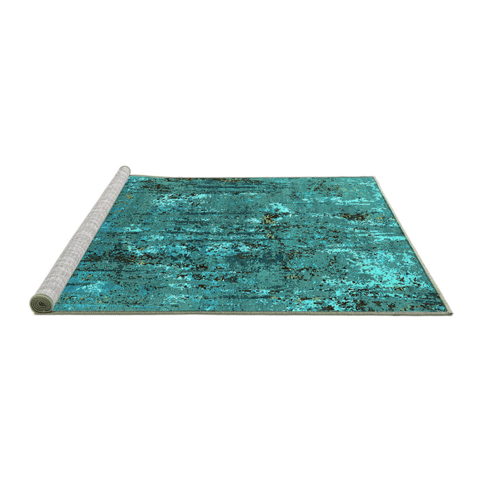 Sideview of Machine Washable Oriental Turquoise Industrial Area Rugs, wshurb2521turq