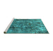 Sideview of Machine Washable Oriental Turquoise Industrial Area Rugs, wshurb2521turq