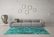 Machine Washable Oriental Turquoise Industrial Area Rugs in a Living Room,, wshurb2521turq