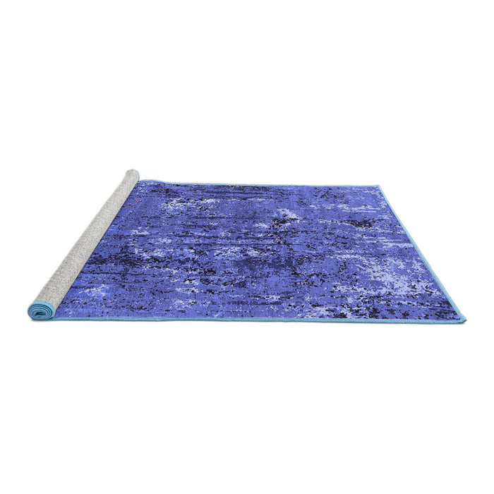 Sideview of Machine Washable Oriental Blue Industrial Rug, wshurb2521blu