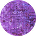 Round Oriental Purple Industrial Rug, urb2521pur