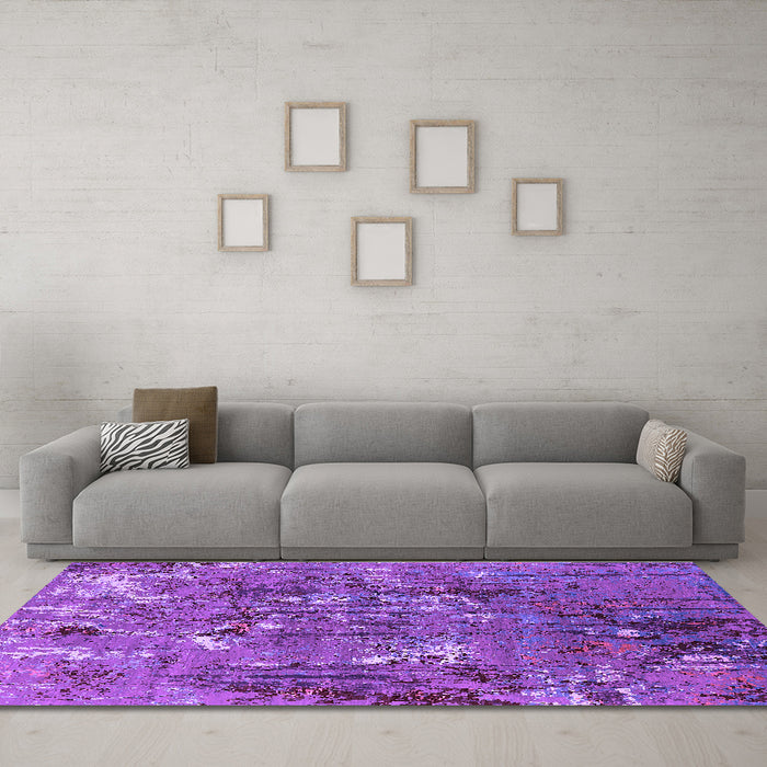 Machine Washable Oriental Purple Industrial Area Rugs in a Living Room, wshurb2521pur