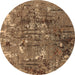 Round Oriental Brown Industrial Rug, urb2521brn