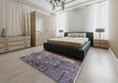 Mid-Century Modern Purple Oriental Rug in a Bedroom, urb2521