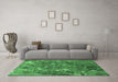 Machine Washable Oriental Emerald Green Industrial Area Rugs in a Living Room,, wshurb2521emgrn