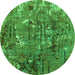 Round Oriental Green Industrial Rug, urb2521grn