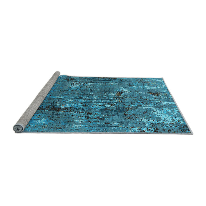 Sideview of Machine Washable Oriental Light Blue Industrial Rug, wshurb2521lblu