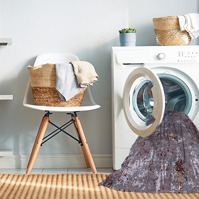 Machine Washable Industrial Modern Purple Rug in a Washing Machine, wshurb2521