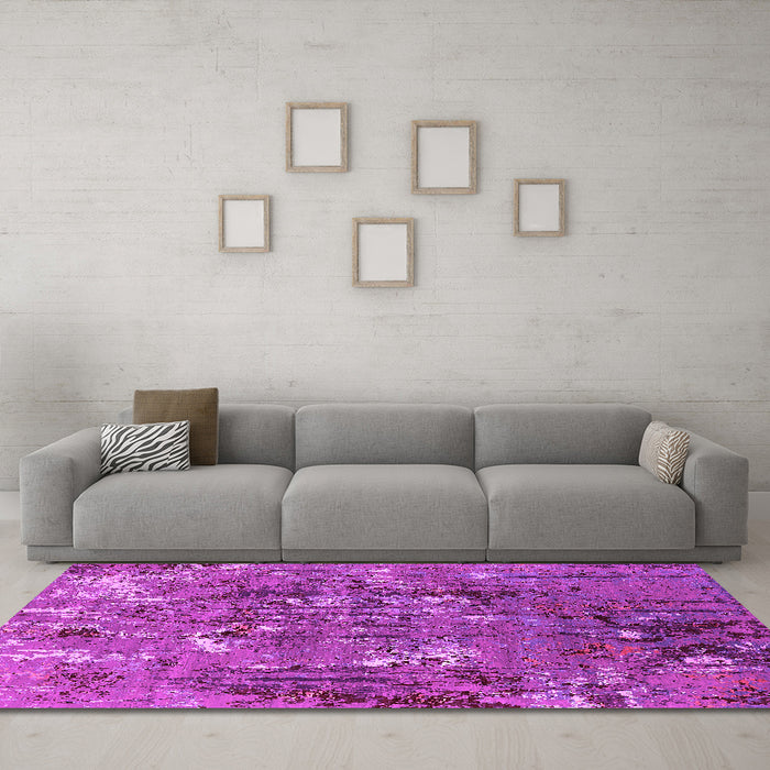 Machine Washable Oriental Pink Industrial Rug in a Living Room, wshurb2521pnk
