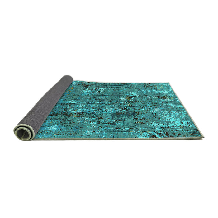 Sideview of Oriental Turquoise Industrial Rug, urb2521turq