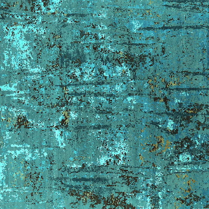Square Machine Washable Oriental Turquoise Industrial Area Rugs, wshurb2521turq