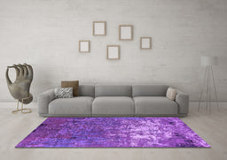 Machine Washable Oriental Purple Industrial Area Rugs in a Living Room, wshurb2522pur