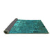 Sideview of Oriental Turquoise Industrial Rug, urb2522turq