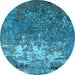 Round Oriental Light Blue Industrial Rug, urb2522lblu