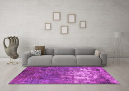 Machine Washable Oriental Pink Industrial Rug in a Living Room, wshurb2522pnk