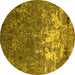 Round Oriental Yellow Industrial Rug, urb2522yw