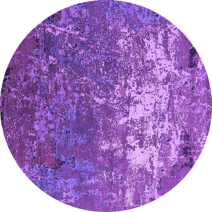 Round Machine Washable Oriental Purple Industrial Area Rugs, wshurb2522pur