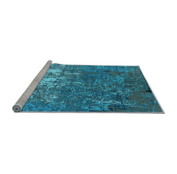 Sideview of Machine Washable Oriental Light Blue Industrial Rug, wshurb2522lblu