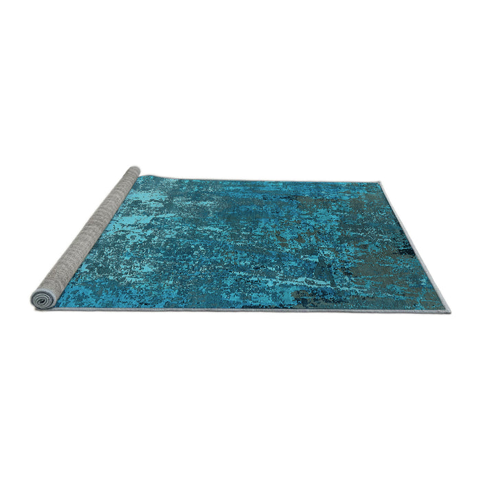 Sideview of Machine Washable Oriental Light Blue Industrial Rug, wshurb2522lblu