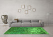 Machine Washable Oriental Green Industrial Area Rugs in a Living Room,, wshurb2522grn