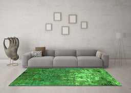 Machine Washable Oriental Green Industrial Area Rugs in a Living Room,, wshurb2522grn