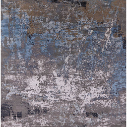 Square Mid-Century Modern Dark Gray Oriental Rug, urb2522