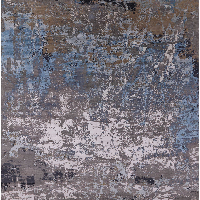 Square Mid-Century Modern Dark Gray Oriental Rug, urb2522