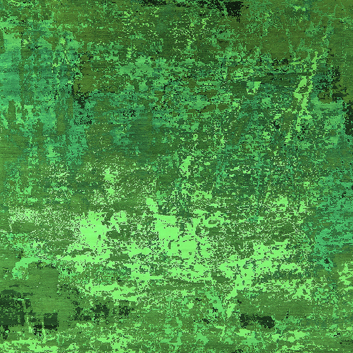 Square Machine Washable Oriental Green Industrial Area Rugs, wshurb2522grn