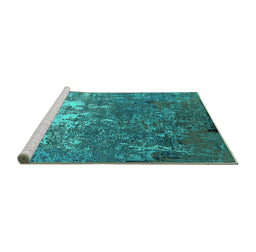 Sideview of Machine Washable Oriental Turquoise Industrial Area Rugs, wshurb2522turq