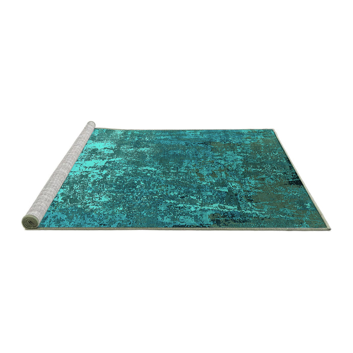 Sideview of Machine Washable Oriental Turquoise Industrial Area Rugs, wshurb2522turq