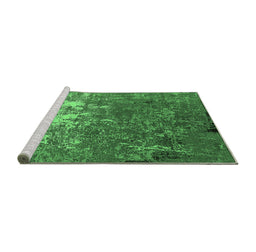 Sideview of Machine Washable Oriental Emerald Green Industrial Area Rugs, wshurb2522emgrn