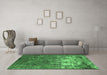 Machine Washable Oriental Emerald Green Industrial Area Rugs in a Living Room,, wshurb2522emgrn