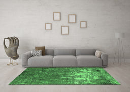 Machine Washable Oriental Emerald Green Industrial Area Rugs in a Living Room,, wshurb2522emgrn