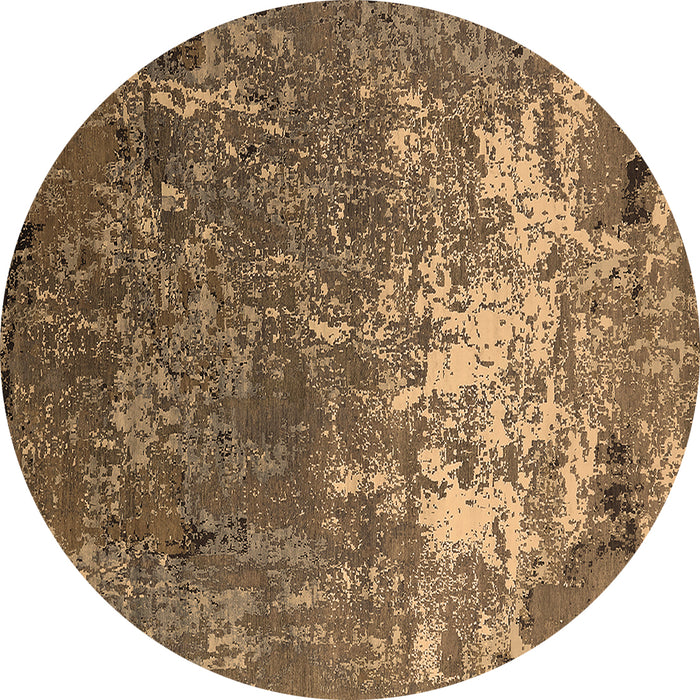 Round Machine Washable Oriental Brown Industrial Rug, wshurb2522brn