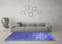 Machine Washable Oriental Blue Industrial Rug, wshurb2522blu