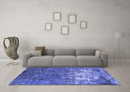 Machine Washable Oriental Blue Industrial Rug in a Living Room, wshurb2522blu