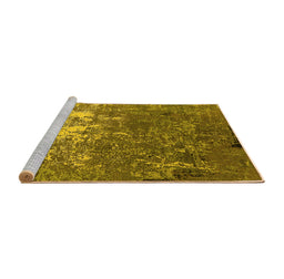 Sideview of Machine Washable Oriental Yellow Industrial Rug, wshurb2522yw