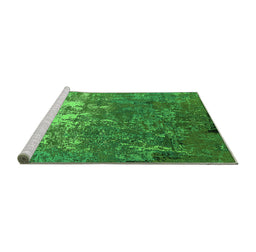 Sideview of Machine Washable Oriental Green Industrial Area Rugs, wshurb2522grn