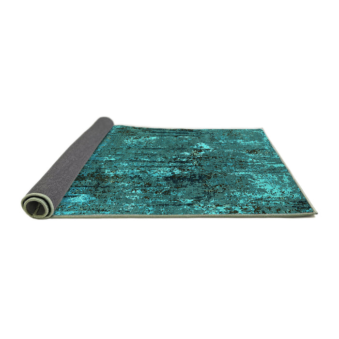 Sideview of Oriental Turquoise Industrial Rug, urb2523turq