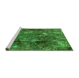 Sideview of Machine Washable Oriental Green Industrial Area Rugs, wshurb2523grn