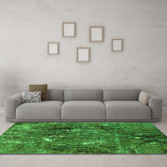 Machine Washable Oriental Green Industrial Area Rugs in a Living Room,, wshurb2523grn