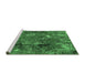 Sideview of Machine Washable Oriental Emerald Green Industrial Area Rugs, wshurb2523emgrn