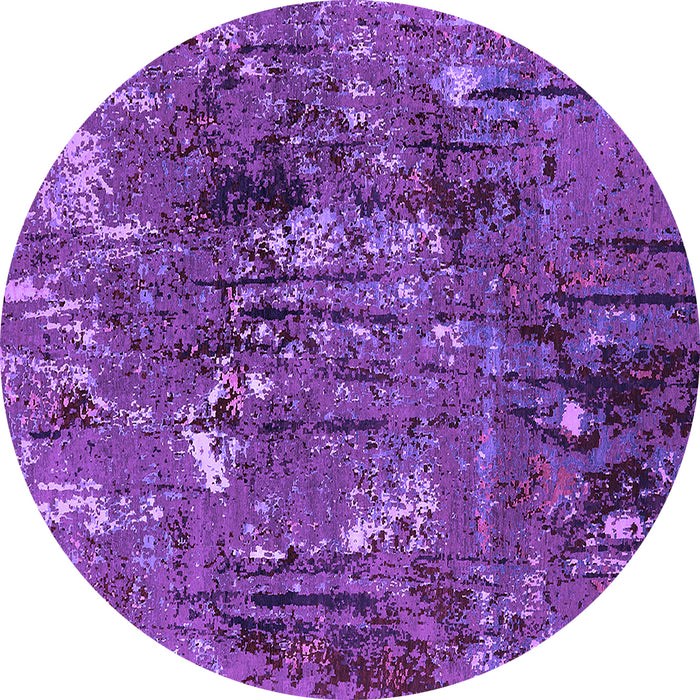 Round Machine Washable Oriental Purple Industrial Area Rugs, wshurb2523pur