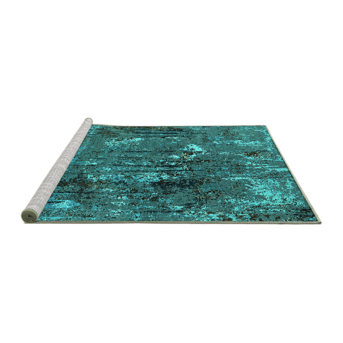 Sideview of Machine Washable Oriental Turquoise Industrial Area Rugs, wshurb2523turq