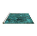 Sideview of Machine Washable Oriental Turquoise Industrial Area Rugs, wshurb2523turq