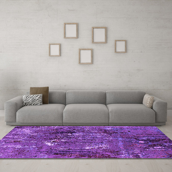 Machine Washable Oriental Purple Industrial Area Rugs in a Living Room, wshurb2523pur